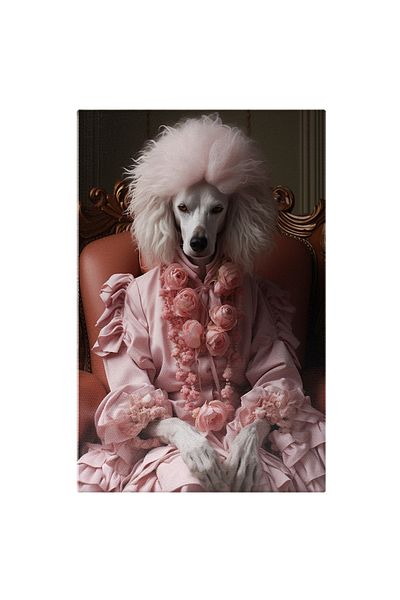 StoryGift Romania Tablou Canvas: Fotografie Cu O Catelusa In Rochie De Moda Veche - Eleganta Fotoliu Pictura Dig