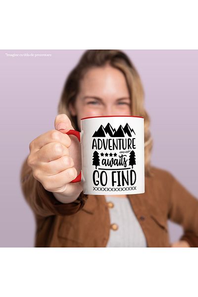 StoryGift Romania Mug with mountains and fir trees with the message "Adventure awaits, go find", With ,STG.