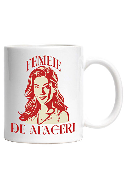 StoryGift Romania Cana Portret Femeie De Afaceri Ceo Munceste Din Greu, 330ml, Ceramic Cu Maner Al, Cu Maner Alb Stg