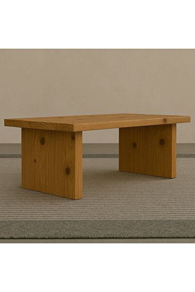 Trihome Doğal Ahşap Modern Orta Sehpa - El Yapımı Minimal Tasarım, Masif Çam