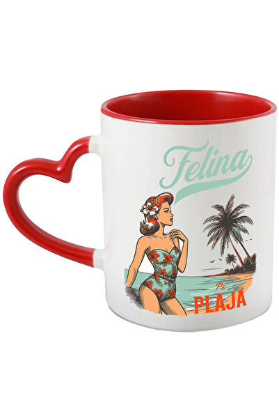 StoryGift Romania Cana Fata Retro Text Felina Pe Plaja Vacanta, 330ml, Cerami...
