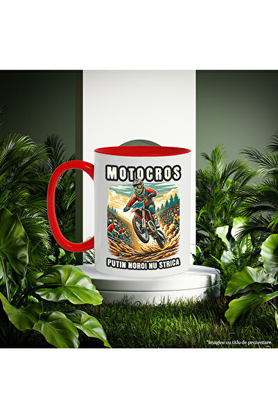 StoryGift Romania Motocross Mug A Little Mud Doesn't Hurt the Race Speed, 330ml, Ceramic with Red Handle, With Ma,STG