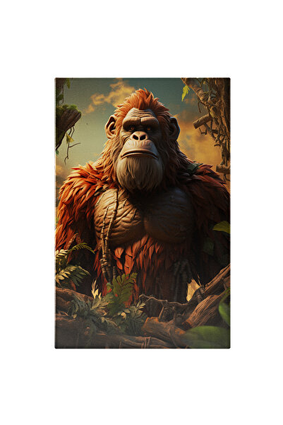 StoryGift Romania Tablou Canvas: Gorila Mare Si Puternica Caracter Fictional, Blana, Jungla Deasa, Planta, Animal
