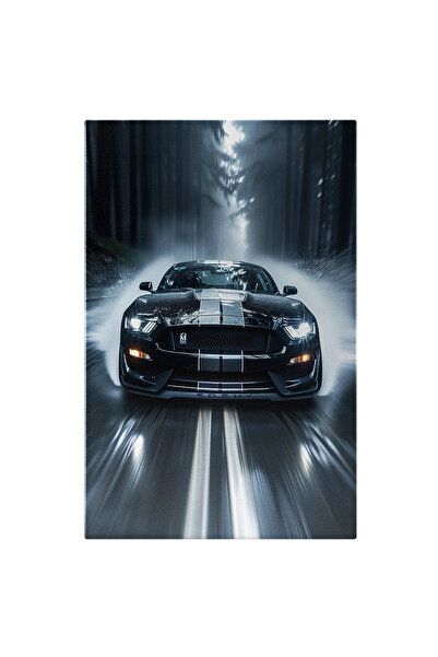 StoryGift Romania Tablou Canvas Mașina Furia Neagră Prin Apa Strânsă Pe Șosea...
