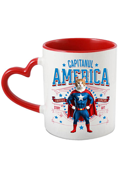 StoryGift Romania Cana Cu Siamez / Siamese Pisica In Costum De Capitan Americ...