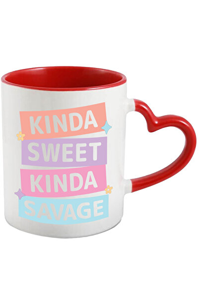 StoryGift Romania Cana Cu Floricele Pentru Femeile Care Sunt Dulci Si Salbatice Cu Maner Inima Ros, Cu Maner Inim Stg