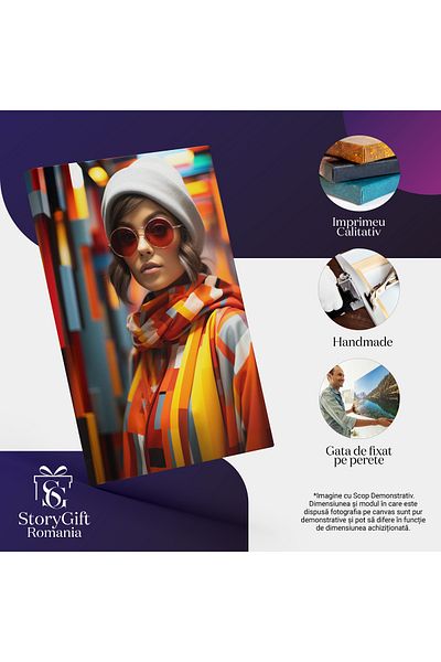 StoryGift Romania Tablou Canvas: Fotografie Moderna In Culori Stridente , Ochelari, Design Vestimentar,costum Col