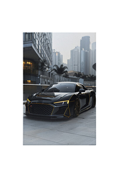 StoryGift Romania Tablou Canvas Audi Negru Masina Sport Lucioasa Cu Detalii G...