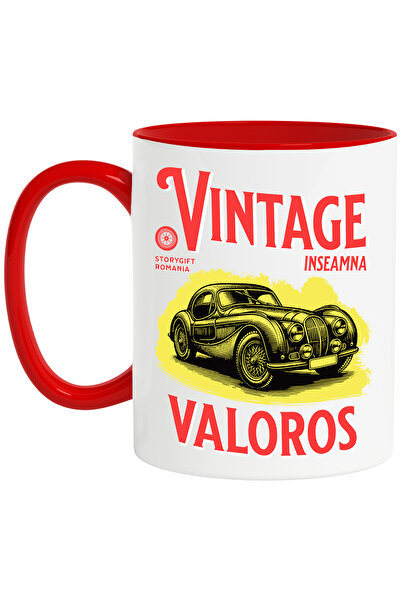 StoryGift Romania Cana vintage inseamna valoros masina clasica, 330ml, Cerami...