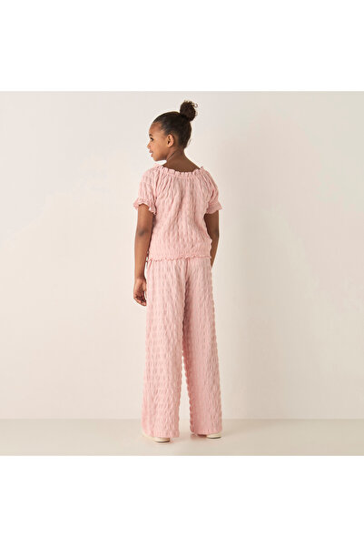 Juniors Textured Top and Pants Set