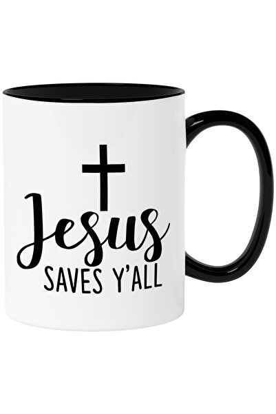 StoryGift Romania Cana Cu O Cruce Si Mesajul In Engleza "jesus Saves Y'all" -...
