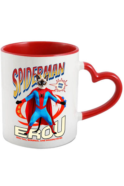StoryGift Romania Cana Cu Siamez / Siamese Pisica In Costum De Spiderman Cu P...
