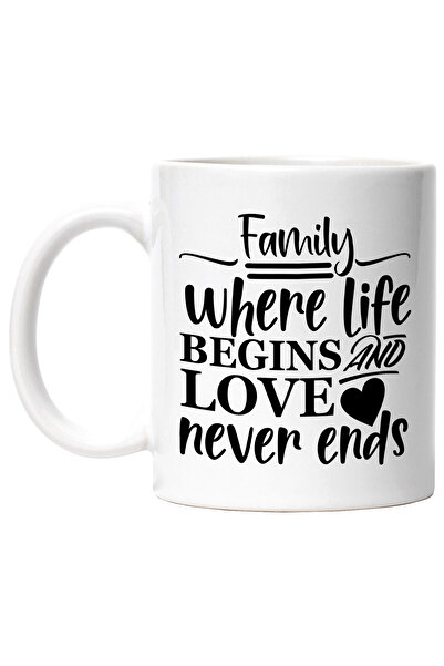 StoryGift Romania Cana Cu Textul "familia, Locul In Care Viata Incepe Si Iubirea Nu Se Sfarseste N, Cu Maner Alb Stg