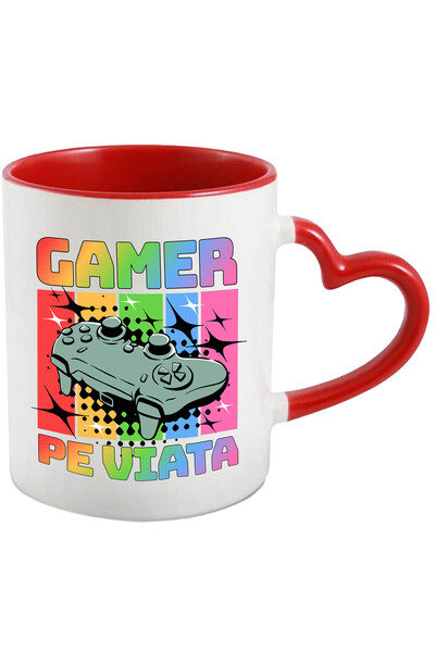 StoryGift Romania Cana Cu Maneta Jocuri Video Text Multicolor Gamer Pe Viata,...