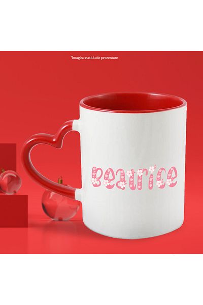 StoryGift Romania Mug With Name Beatrice, Flowers, Colorful, Pink, Cute, 330ml, Ceramic with Handle I, With,STG.