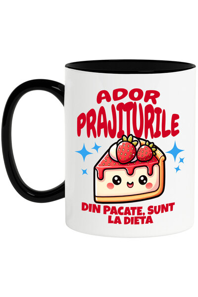 StoryGift Romania Cana cu Prajitura vesela Cheescakr Cu Capsuni Text ador Pra...