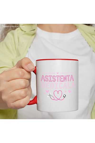 StoryGift Romania Medical Assistant Mug Doctor Medicine Professions, 330ml, Ceramic with Red Handle, With Ma