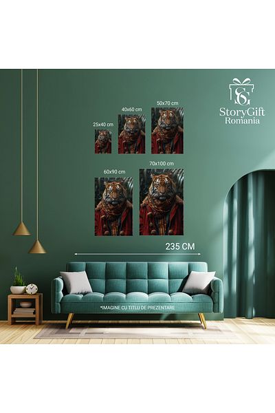 StoryGift Romania Canvas Painting The Power of the Red-Coated Tiger, The Jungler in the Middle of Nature, Painting