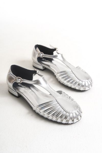 MARSEDO Mela Women's Round Toe Bias Casual Babet Silver