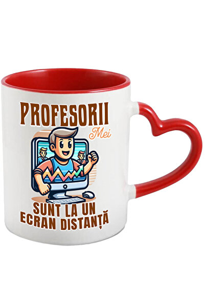 StoryGift Romania Cana Cu Animatie Barbat Brunet 3d Monitor Grafic Pozitiv Text Profesorii Mei Sun, Cu Maner Inim Stg