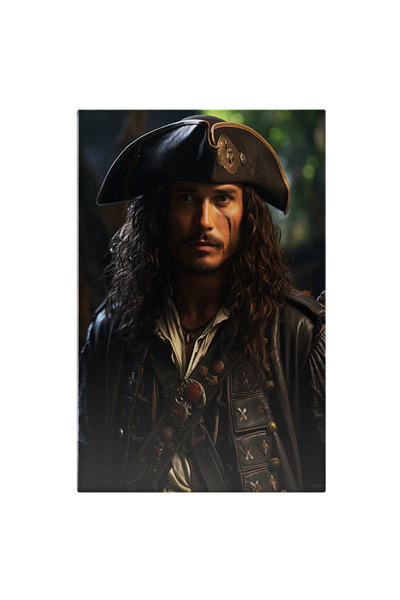 StoryGift Romania Tablou Canvas: Portret Barbat Pirat Stil Jack Sparrow Capit...