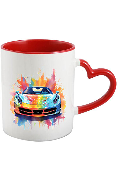 StoryGift Romania Cana Cu Masina Sport, Watercolor, Ferrari, Splash Acuarela,...