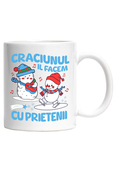 StoryGift Romania Mug with Ice Skating Snowman and Guitarist Text Let's Make ...