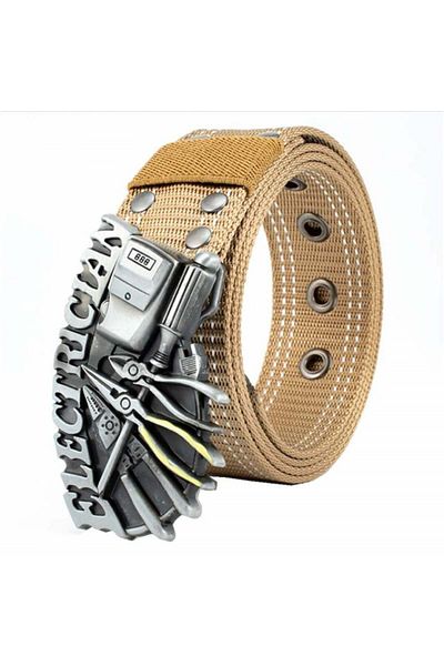 PUFO ELECTRICIAN men's belt 4 x 123 cm, khaki