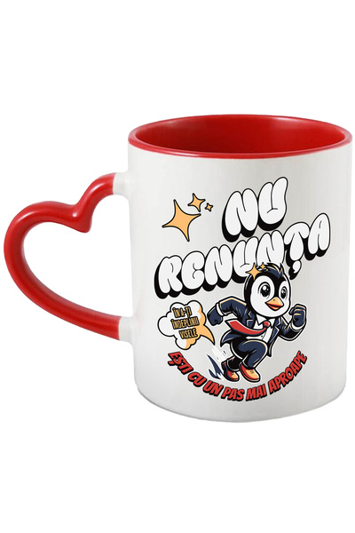 StoryGift Romania Cana Pinguin Alergand In Costum Mesaj Motivational, 330ml, ...