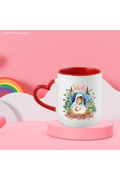 StoryGift Romania Mug with the Nativity scene with the message "Silent Night, Holy Night", night li, Cu,STG