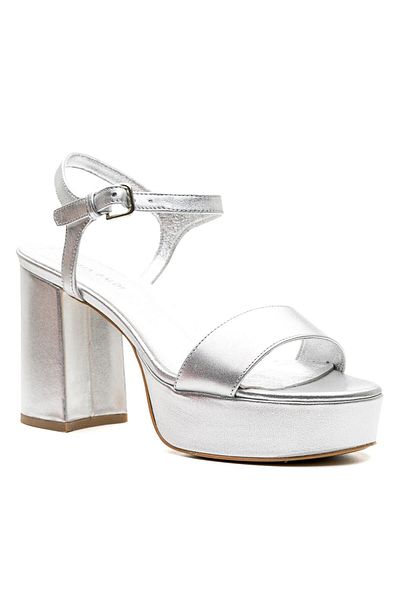 Sofia Baldi Pegna Silver Genuine Leather Women's Heel Sandals