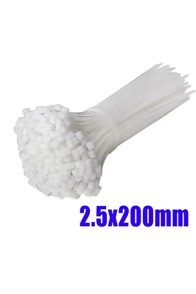 Choice 100 قطعة من رباطات الكابلات البلاستيكية البيضاء مقاس 2.5 × 200 مم، ربا...