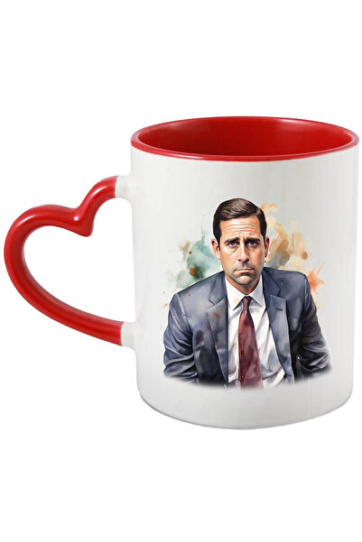 StoryGift Romania Cana Cu Michael Scott, The Office, Personaj Fictiv, Serial Tv, Multicolor 330 Ml, Cu Maner Inim Stg