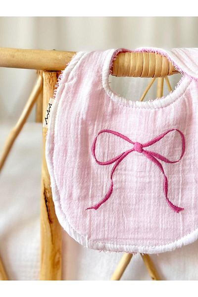 Zezig Pink Bow Embroidered Apron