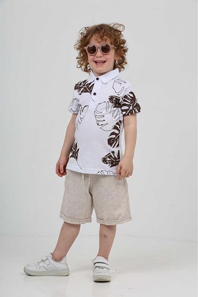 chacharon Boy's Polo Collar Shorts Suit for Boys