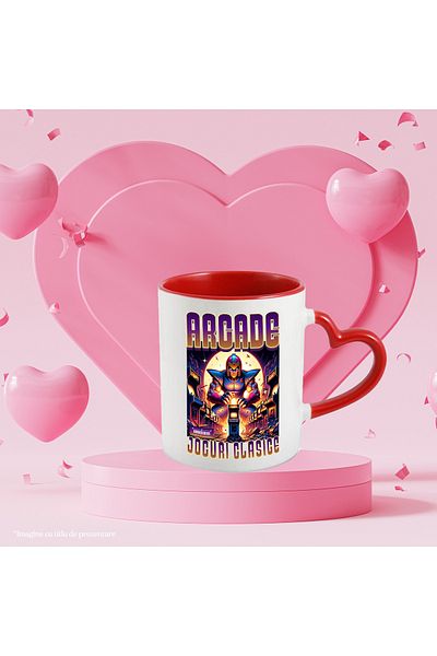 StoryGift Romania Arcade Mug. Classic Games Monster in Armor, 330ml, Ceramic with Heart Handle R, With, STG