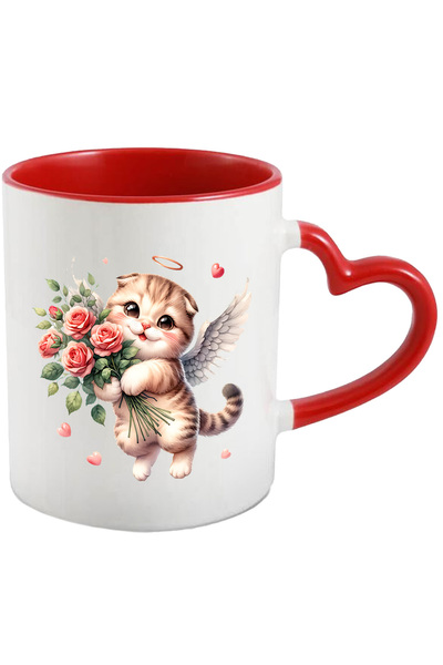 StoryGift Romania Cana Cu O Pisicuta Cu Aripi Care Tine Un Buchet Cu Flori | ...