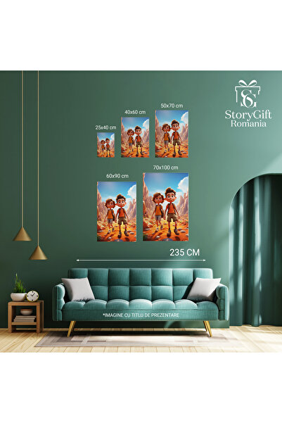 StoryGift Romania Canvas Painting: Couple Adventure Walking Through the Endless Canyon - Landscape Photography Painting