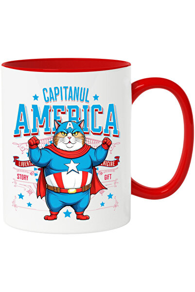 StoryGift Romania Cana Cu Pisica Amuzanta, Pufoasa Si Grasa In Costum De Capi...