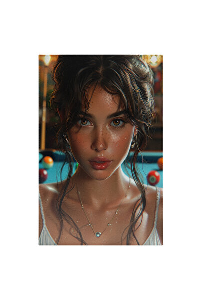 StoryGift Romania Tablou Canvas: Sudoarea Unei Femei După Un Joc Intens De Biliard - Pasiune În Picături Pictura