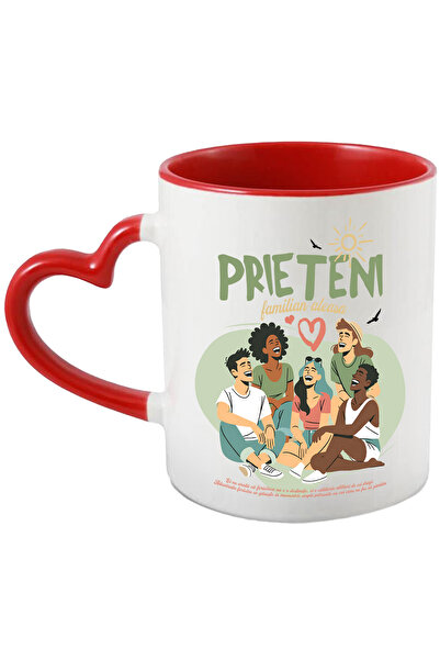 StoryGift Romania Cana Prieteni_ Soarele Vietii Noastre Familia Aleasa, 330ml, Ceramica Cu Maner I, Cu Maner Inim Stg