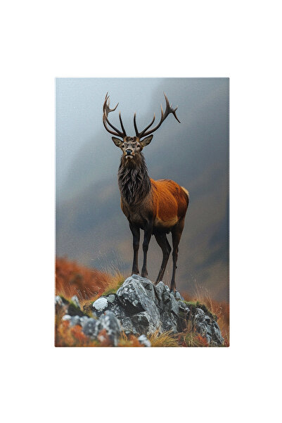 StoryGift Romania Tablou Canvas Portretul Regal Al Cerbului În Amurgul Păduri...