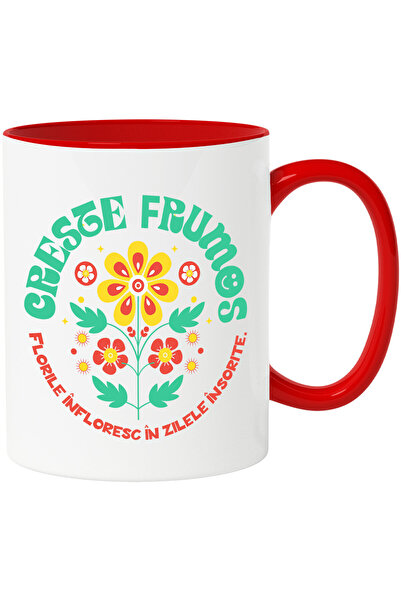 StoryGift Romania Cana Cu Floare Colorata Text Creste Frumos Florile Inflores...
