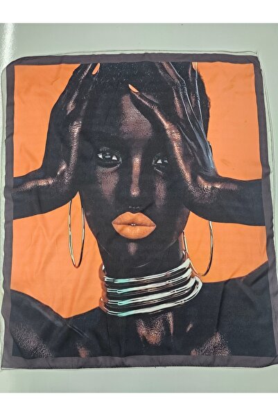 Elvinege Aksesuar Zenci Kadın Figürlü Fular - Saten Fular