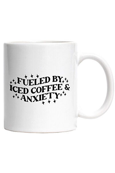StoryGift Romania Cana Cu Textul "fueled By Iced Coffee & Anxiety" - Alimenta...