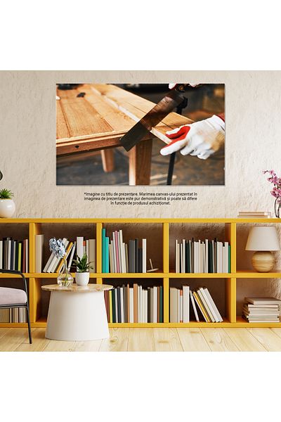 StoryGift Romania Tablou Canvas - Tamplar La Lucru, Atelier, Pasiune Pentru Lemn, Design Artizanal