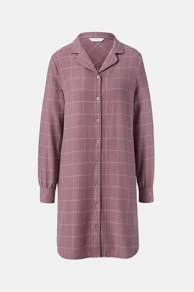 Tchibo Women Flannel Long Sleeve Nightgown, Mauve