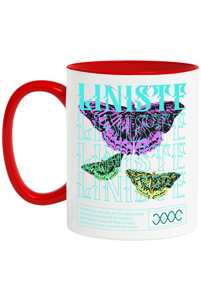 StoryGift Romania Cana Liniste - Fluturi Colorati, 330ml, Ceramic Cu Maner Ro...