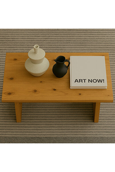 Trihome Doğal Ahşap Modern Orta Sehpa - El Yapımı Minimal Tasarım, Masif Çam