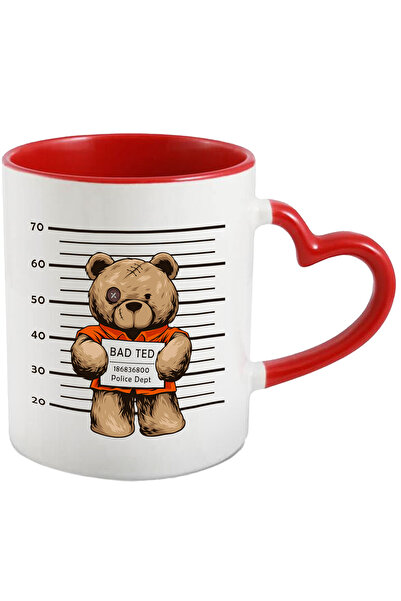 StoryGift Romania Cana Cu Urs De Plus, Inchisoare, Politie, Multicolor 330 Ml, Ceramica Cu Maner I, Cu Maner Inim Stg